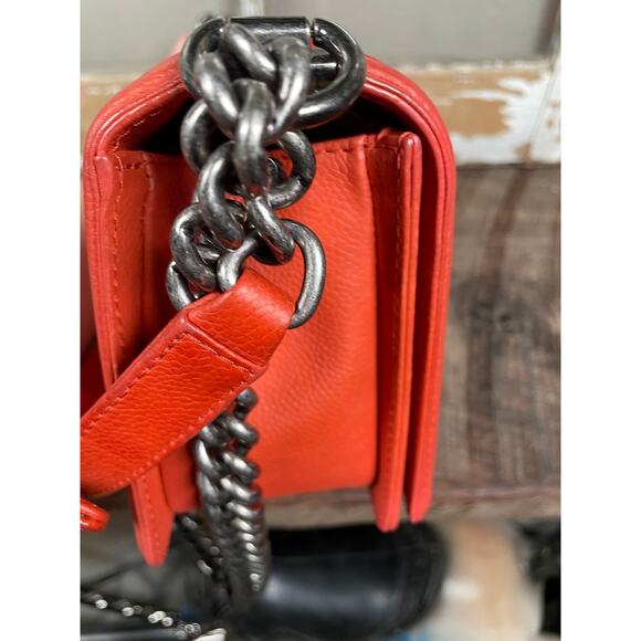 CHANEL Wild Stitch Old Medium Boy Bag Orange Red Caviar Leather โ Excellent - Picture 4 of 7